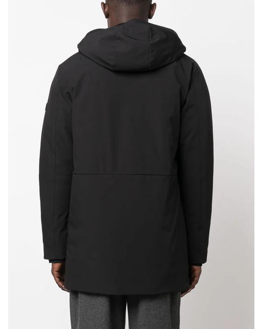 Peuterey Black Logo-Patch Hooded Coat for men