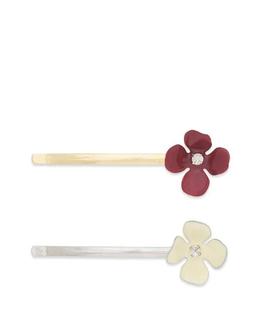 Marni Metallic Set Of Two Enamel Flower Hair Clips