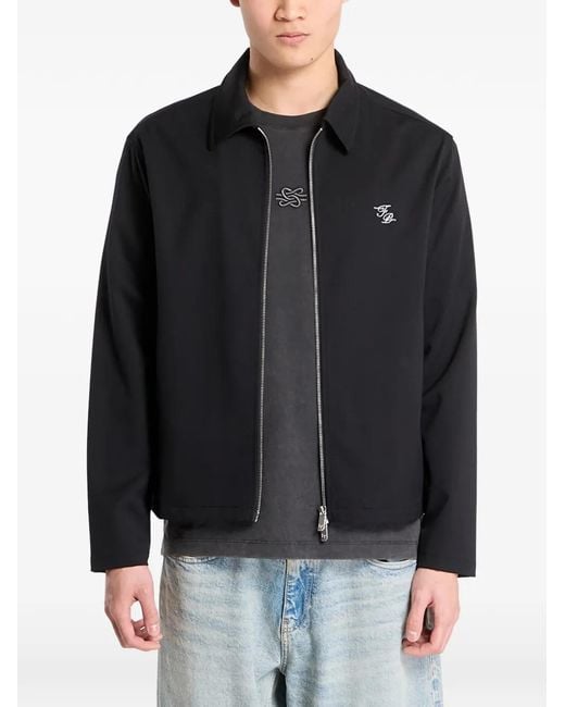 Filling Pieces Black Twill Embroidered Coach Jacket for men
