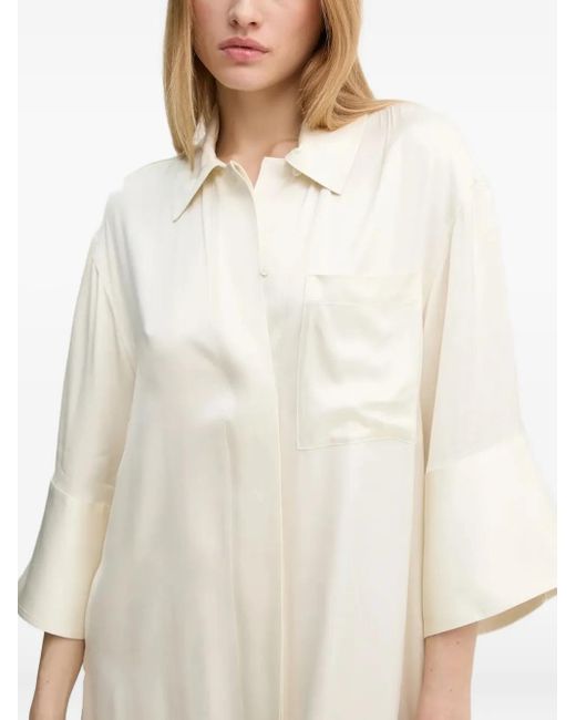 Day Birger et Mikkelsen White Patch-Pocket Midi Shirt Dress