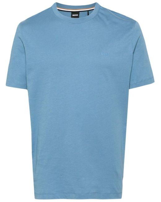 Boss Katoenen T-shirt Met Logo-reliëf in het Blue voor heren