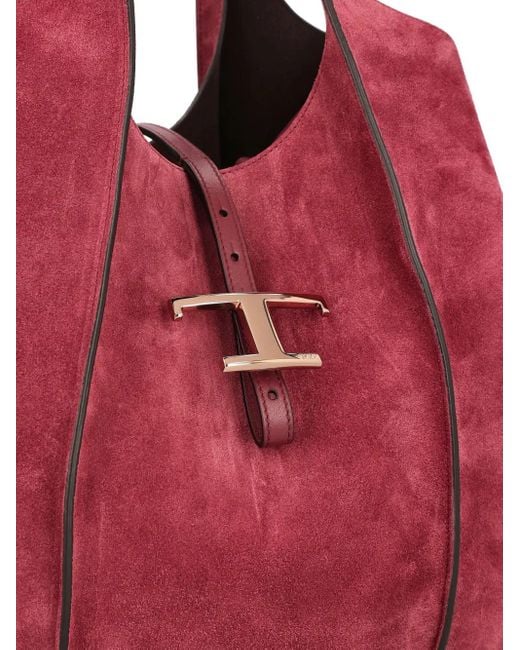 Tod's Red T Timeless Suede Shoulder Bag