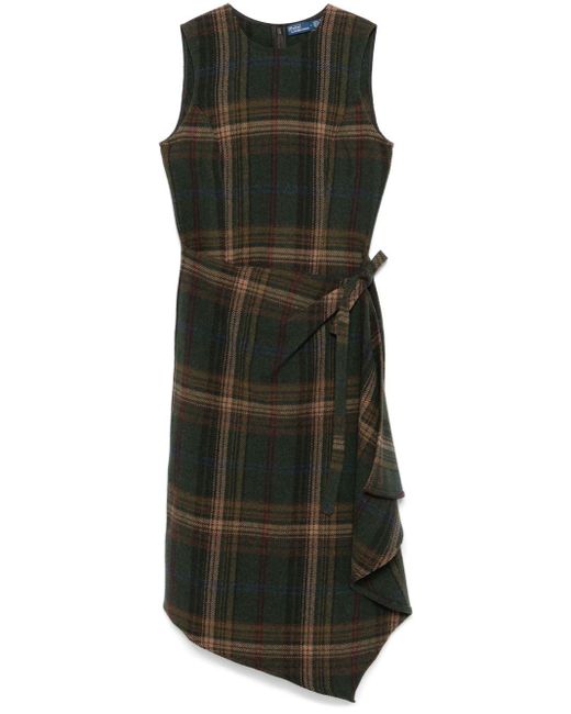 Polo Ralph Lauren Black Plaid-Check Midi Dress