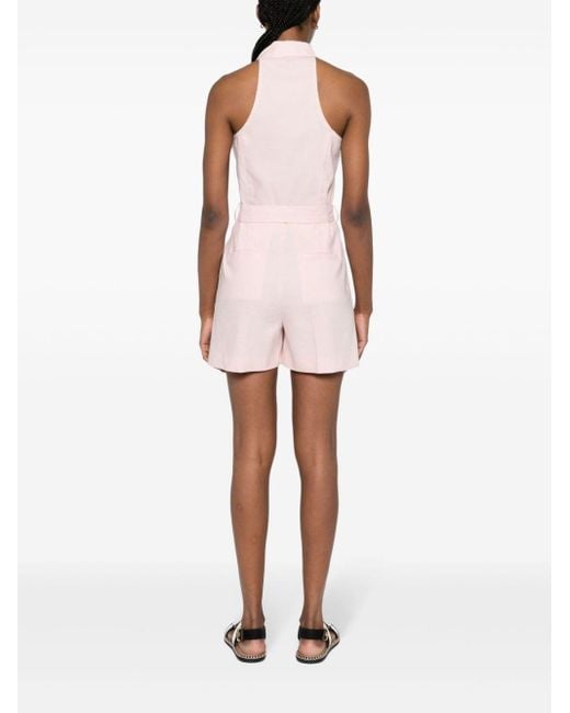 Claudie Pierlot Pink Classic-collar Belted Playsuit