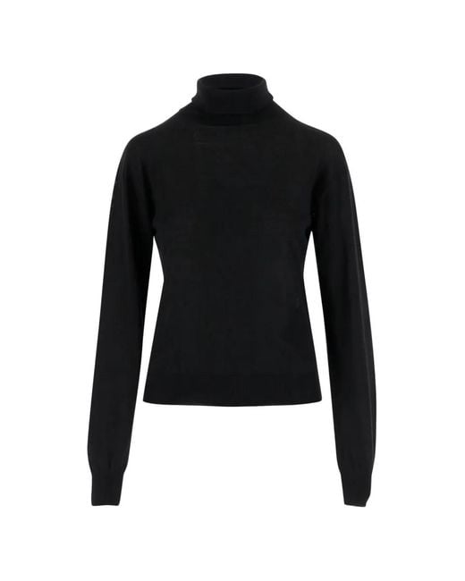 Saint Laurent Black Cashmere, Wool, And Silk Turtleneck Sweater