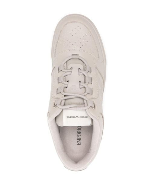 Emporio Armani White Logo-debossed Sneakers for men
