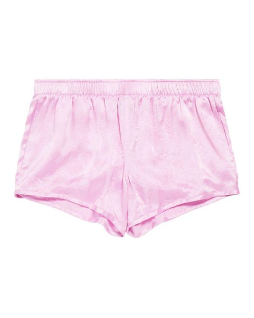 Balenciaga Pink Monogram-jacquard Silk Mini Shorts