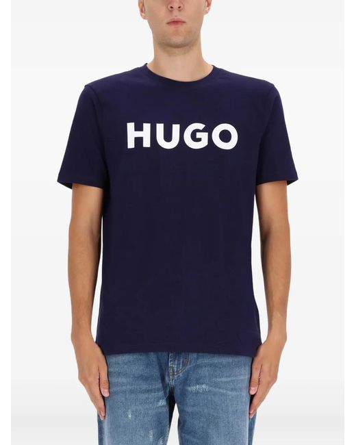 Camiseta con detalle del logo HUGO de hombre de color Blue