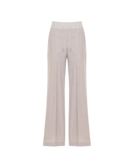 Panicale White Drawstring Wide-Leg Trousers