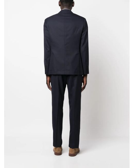 Brunello Cucinelli Blue Notched-Lapels Single Breasted Suit for men