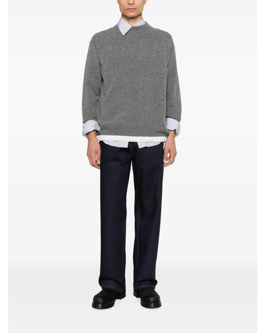 Sacai Gray Logo-Patch Drawstring Sweater for men