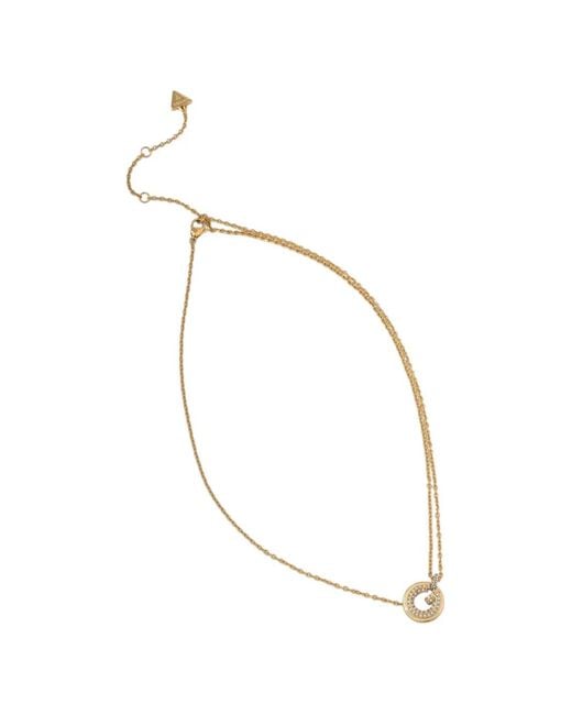 Guess Metallic Crystal-Embellished G-Logo Necklace