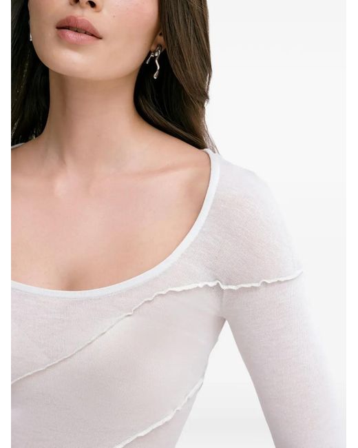 MARCELLA White Melody Ruffled Long-Sleeve Top