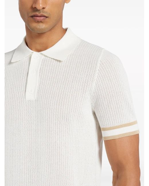 CHE White Open-Knit Cotton Polo Shirt for men