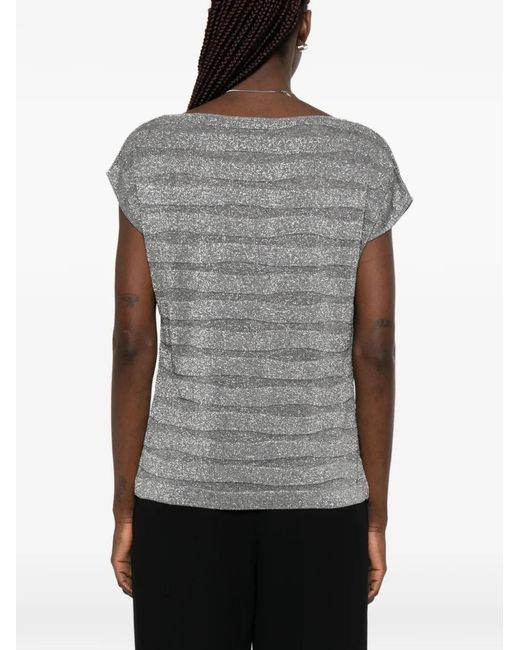 Neera Gray Lurex Stripe T-Shirt