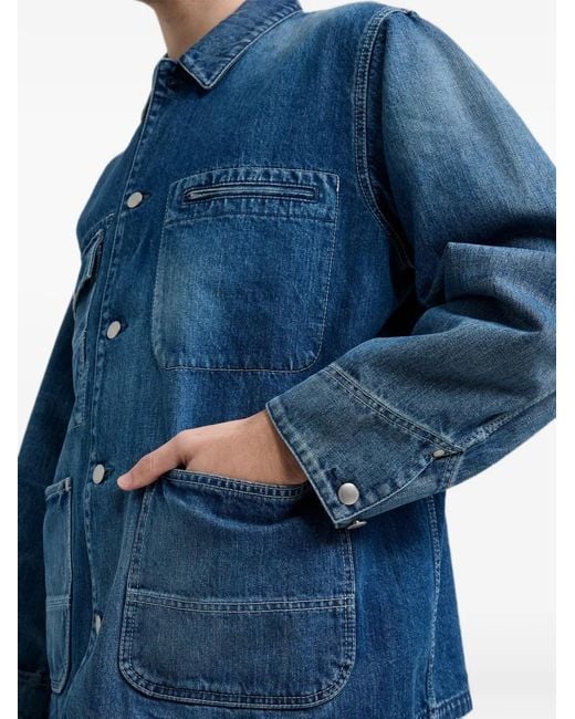 vowels Blue Chore Bleached Denim Jacket for men