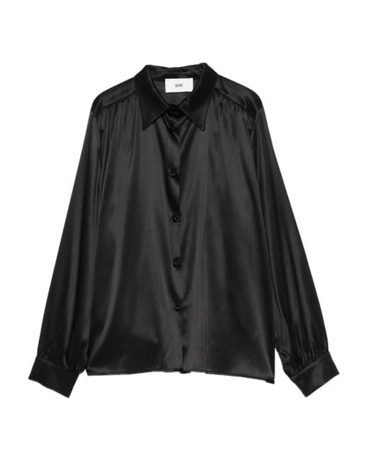 SOLOTRE Button-Down Blouse in het Black