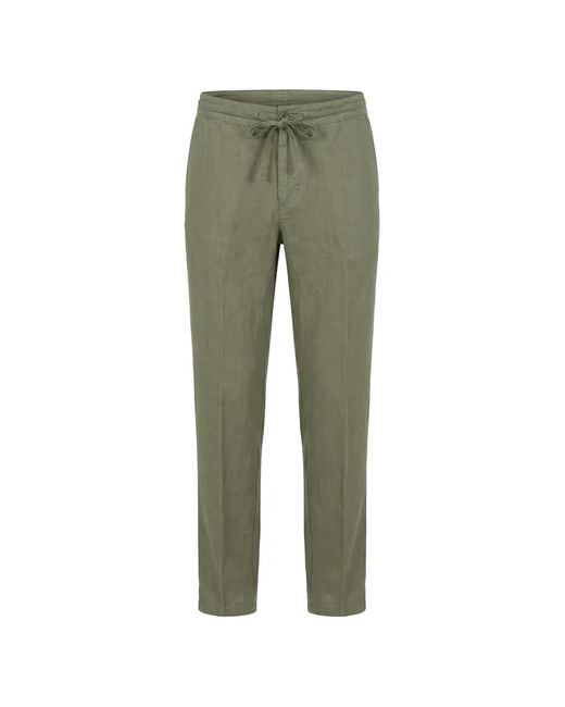 120% Lino Green Drawstring-Waist Trousers for men