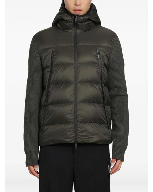 Moncler Black Padded Panelled Hooded Jacket for men