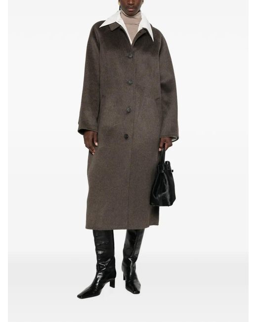The Dynamis Studio Brown Single-Breasted Wool-Blend Coat