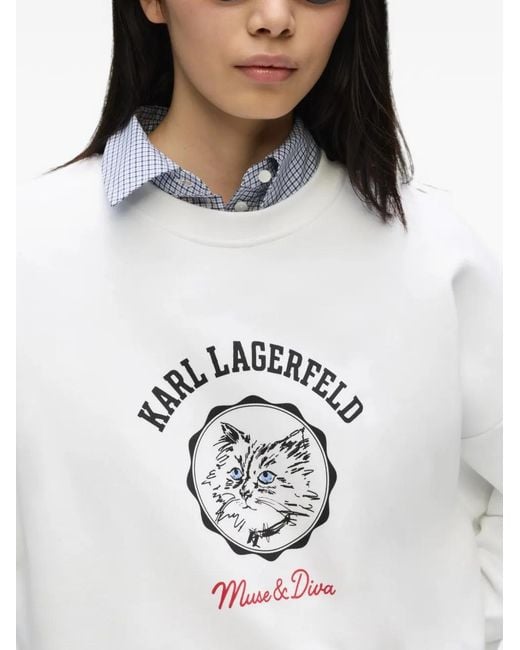 Karl Lagerfeld White Ikon Choupette Muse Sweatshirt