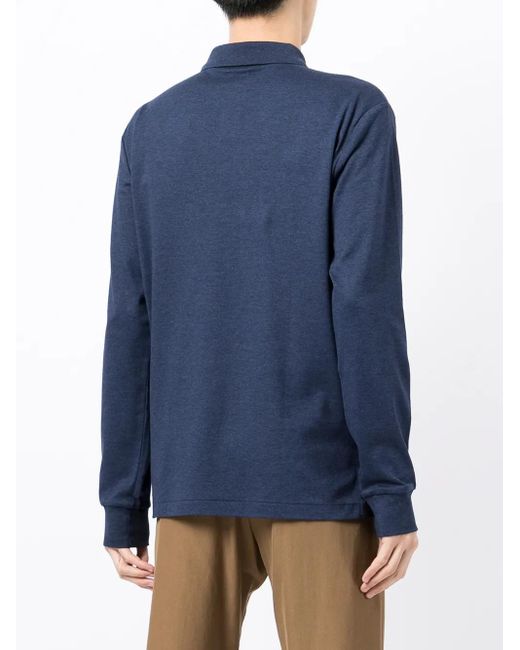 Polo Ralph Lauren Blue Logo-Embroidered Long-Sleeve Polo Shirt for men
