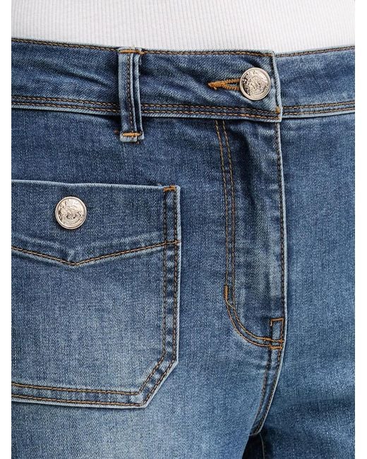 Morgan Blue Button-Pocket Flared Jeans