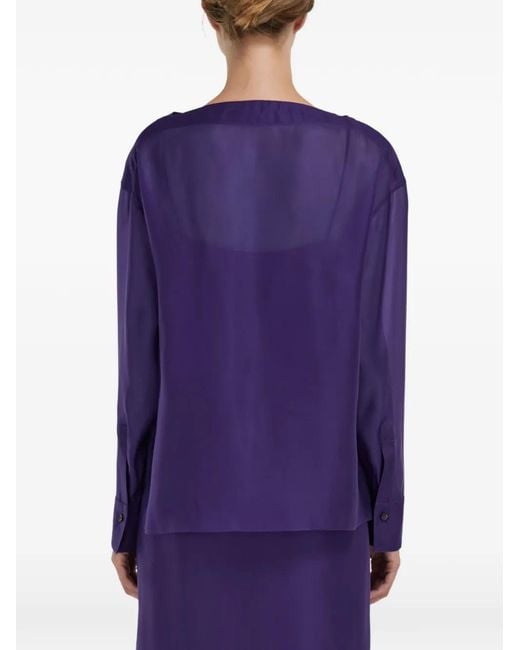 Ferragamo Purple Haut Lacé À Empiècement Transparent