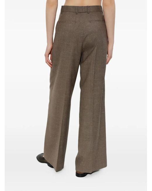 Officine Generale Gray Pleated Wide-Leg Trousers