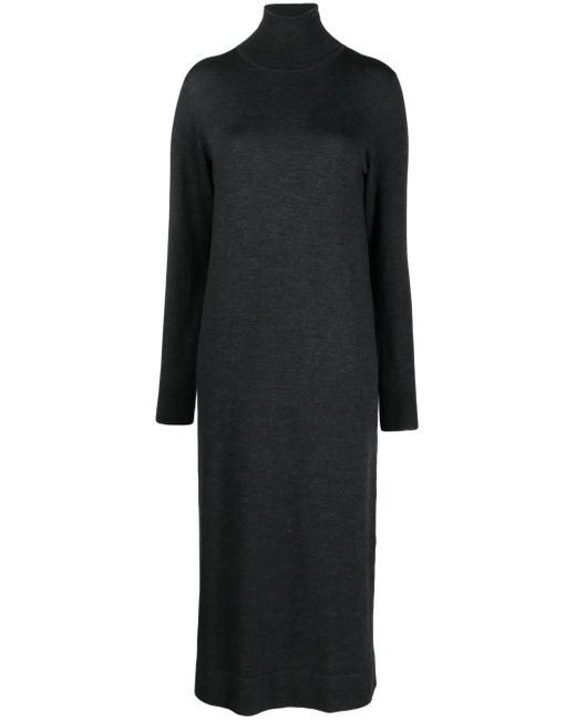 P.A.R.O.S.H. Black Midi Dress With High Neckline