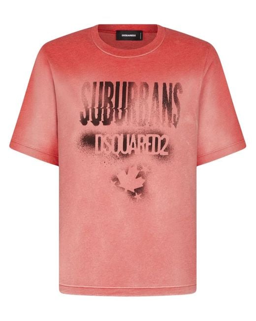 DSquared² Pink T-Shirt À Effet Délavé