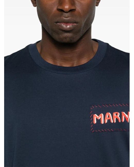 Marni メンズ ブルー ロゴ Tシャツ