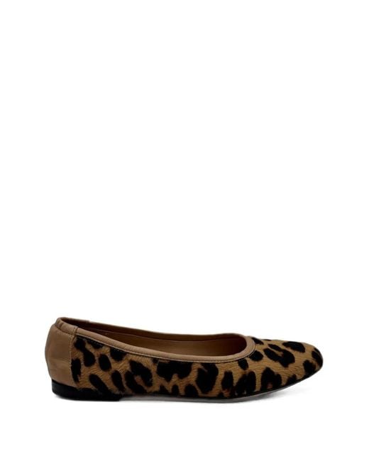Pomme D ́Or White Leopard-Print Ballet Flats