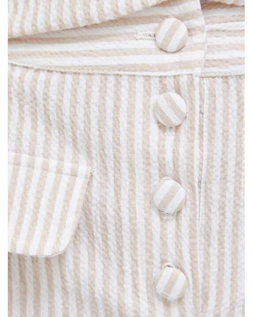 Benetton White Short À Rayures