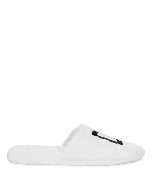 Dolce & Gabbana White Interlocking Dg Logo Slippers