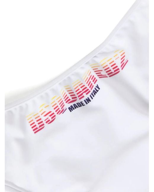 DSquared² White Logo-Print Bikini Bottom