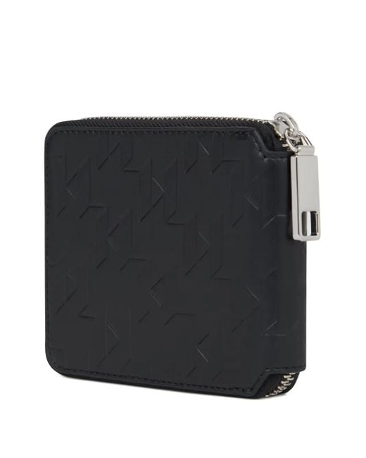 Karl Lagerfeld Black Monogram-Pattern Zipped Wallet for men
