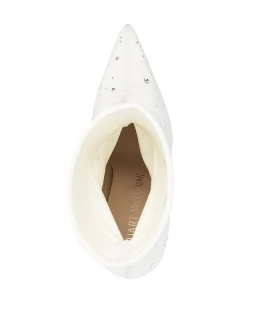 Stuart Weitzman White Crystal-Embellished 110Mm Boots