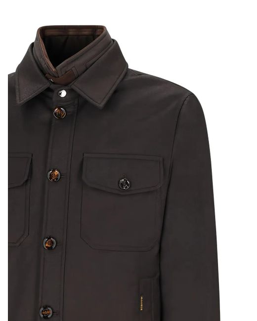 Moorer Black Button-Fastening Flap-Pocket Jacket for men