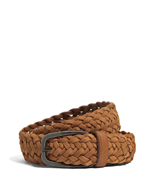 Zegna Brown Braided Leather Belt for men