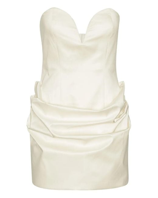 ROTATE BIRGER CHRISTENSEN Natural Sweetheart-Neck Draped Minidress