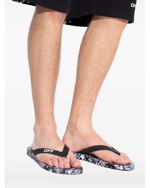 Off-White c/o Virgil Abloh White Logo-Print Flip-Flops for men