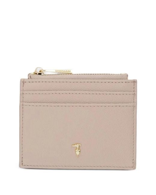 Trussardi Natural Logo Zip Card Holder