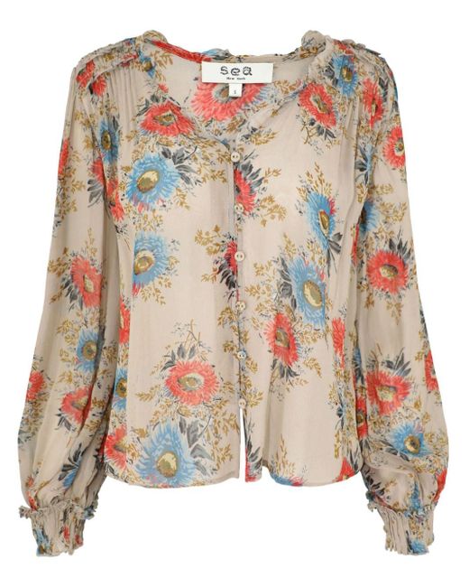 Blusa Roanne con estampado floral Sea de color Natural