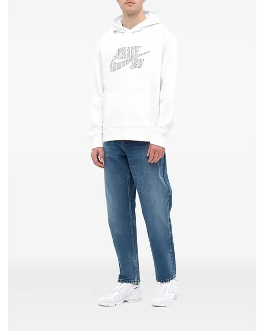 Nike Men's White Striped-Logo Hoodie - Main Image