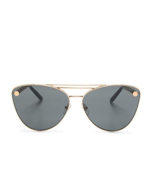 Versace Gray Tubular Greca Cat-eye Sunglasses