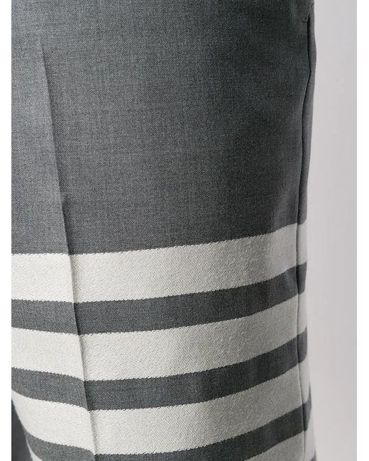 Thom Browne Gray 4-Bar Wool Trousers for men