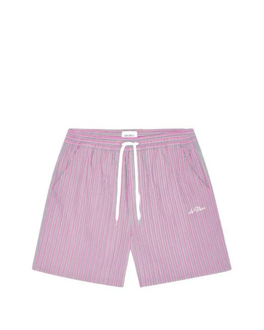 Les Deux Purple Short De Bain Stan En Seersucker À Rayures for men