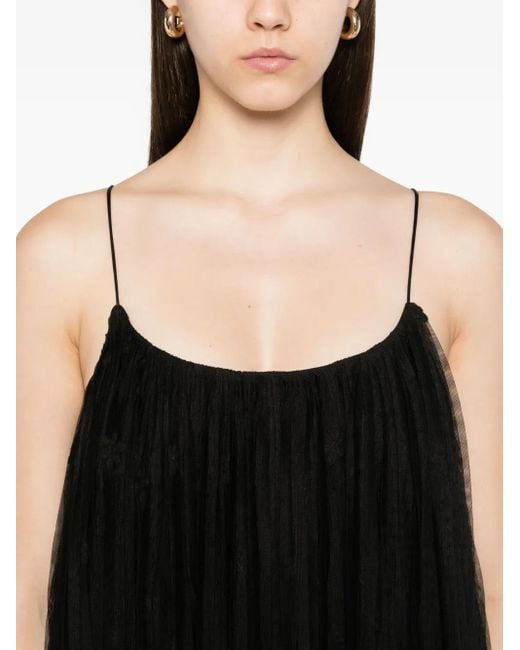 Totême  Black Floral Tulle Midi Dress