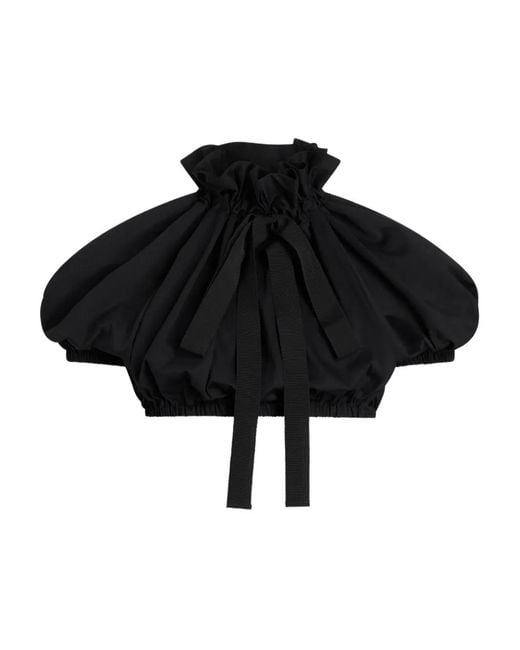 Patou Black Cropped Volume Jersey Top